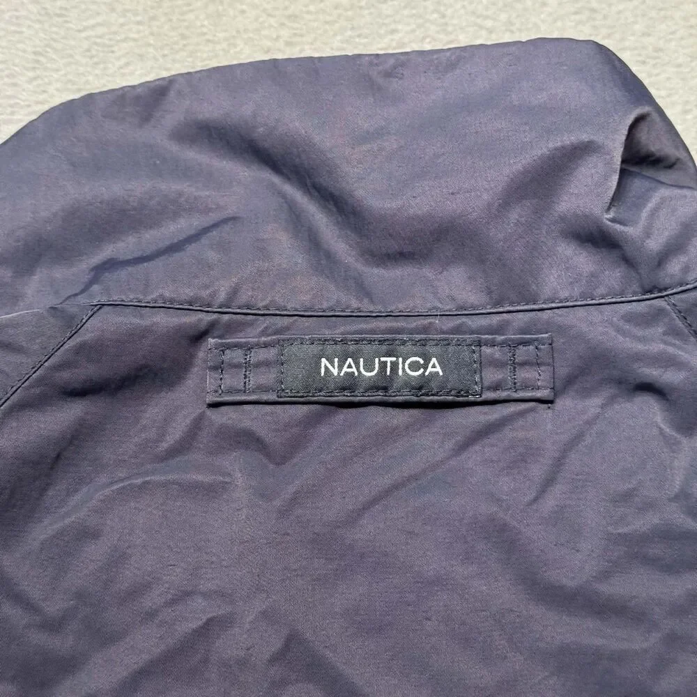 Nautica Mens XXL Windbreaker Jacket Blue Yellow Large Spellout Lightweight GUC